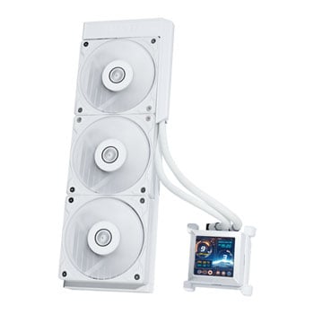 Lian Li Hydroshift LCD 360S All-in-One Liquid CPU Cooler, White, 3 x 120mm UNI FAN P28, 2.88" LCD IPS Display, Aluminium