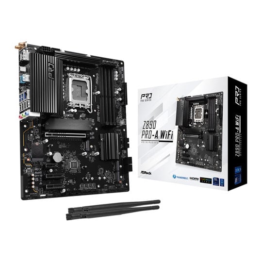 ASRock Z890 Pro-A WiFi, Intel Z890, S 1851, DDR5, PCIe 5.0, 4x M.2, 2.5G LAN, WiFi7 / BT 5.3, TB4 / USB 3.2 Gen2, ATX