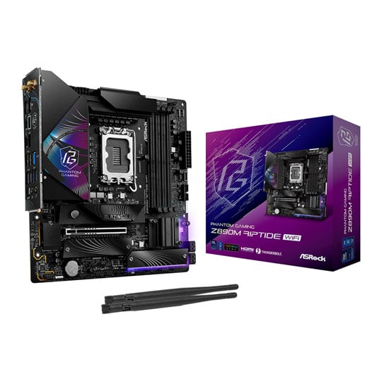 ASRock Z890M RIPTIDE WiFi, Intel Z890, S 1851, DDR5, PCIe 5.0, 3x M.2, 2.5G LAN, WiFi 6E, TB4 / USB 3.2 Gen2, mATX