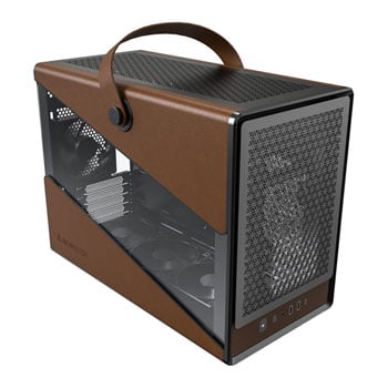 Montech Heritage Pro Case, Black, MicroATX Chassis w/ Tempered Glass/Leather Window, 4x 120mm Fans, MicroATX/Mini-ITX