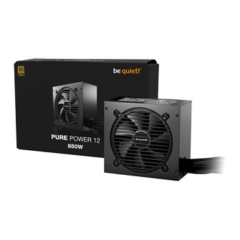 be quiet! 850W be quiet! Pure Power 12, PCIE 5.1 80PLUS Gold Wired PSU, Single Rail, 70.8A +12V, Black, ATX 3.1 PSU