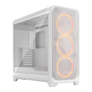 Fractal Design Meshify 3 XL RGB, White, Full Tower w/ Light TG, 3x 140mm Fans, USB 3.2 Gen2, E-ATX / ATX / mATX/ mITX