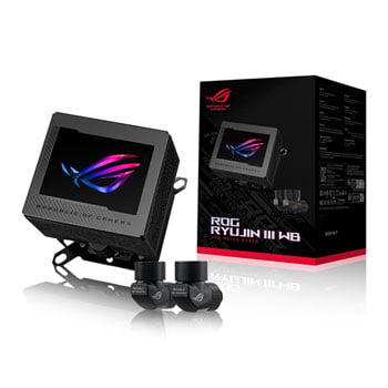 ASUS ROG Ryujin III Water Block, Black, Copper Cold Plate, Embedded VRM Fan, 3.5” Colour LCD Display, ROG Fittings