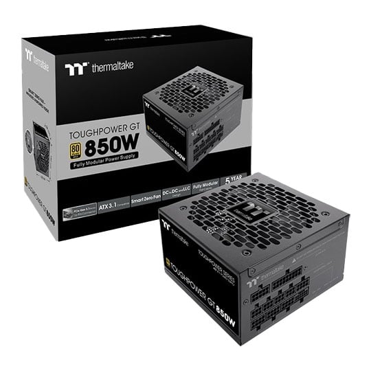 ThermalTake 850W Thermaltake Toughpower GT, PCIE 5.1, Fully Modular, 80PLUS Gold, Single Rail, 70.8A, 120mm Fan, ATX3.1 PSU