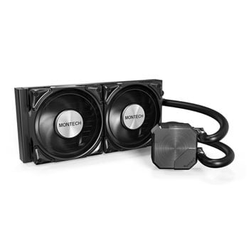 Montech HyperFlow Silent 240, Black, 240mm AIO Hydro CPU Cooler, 2x 120mm Metal Pro 12 Silent Fans, Intel/AMD