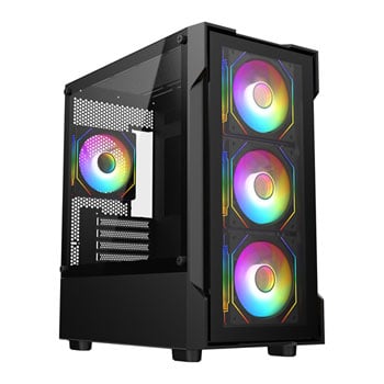 CiT Bolt, Black, MicroATX Chassis w/ Tempered Glass Windows, 4x 120mm ARGB Fans, USB3.0, MicroATX/Mini-ITX