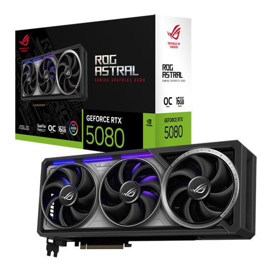 ASUS ROG ASTRAL NVIDIA GeForce RTX 5080 GAMING OC 16GB GDDR7 Graphics Card, DLSS 4, 10752 Core, 2790 MHz Boost