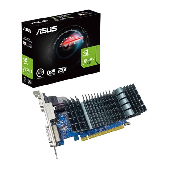 ASUS NVIDIA GeForce GT 710 2GB GDDR5 Passive Graphics Card, PCIe 2.0 (x16), 192 Core, HDMI/DVI-D/D-SUB