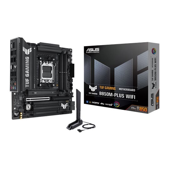 ASUS TUF GAMING B850M-PLUS WiFi, AMD B850, AM5, DDR5, PCIe 5.0, 3x M.2, 2.5G/WiFi6E, USB 3.2 Gen2x2, AMD EXPO, mATX