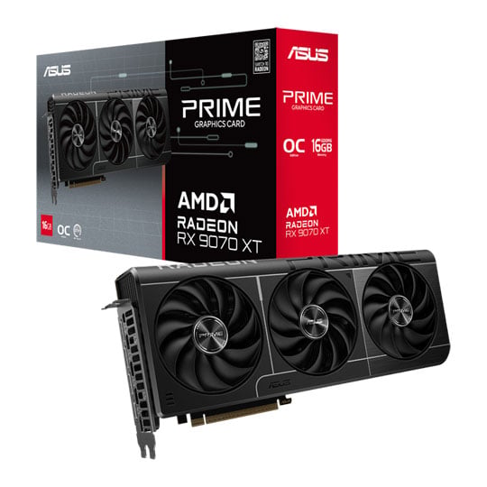 ASUS Radeon RX 9070 XT PRIME OC 16GB GDDR6 Graphics Card, RDNA 4, 4096 Streams, TBC Boost