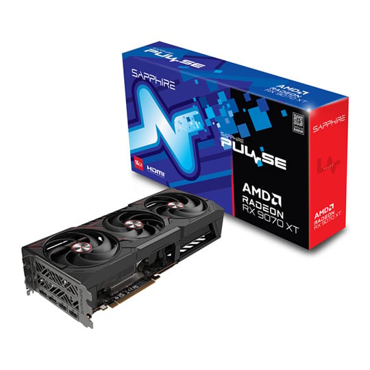 Sapphire Radeon RX 9070 XT PULSE 16GB GDDR6 Graphics Card, RDNA 4, 4096 Streams, 2970 Boost