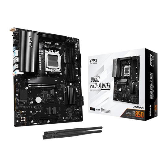 ASRock B850 Pro-A WiFi, AMD B850, AM5, DDR5, PCIe 5.0, 4x M.2, 2.5G/WiFi 6E, USB 3.2 Gen2, AMD EXPO, ATX