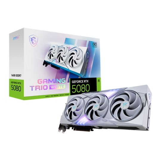MSI NVIDIA GeForce RTX 5080 GAMING TRIO OC WHITE 16GB GDDR7 Ray-Tracing Graphics Card, DLSS 4, 10752 Core, 2700MHz Boost