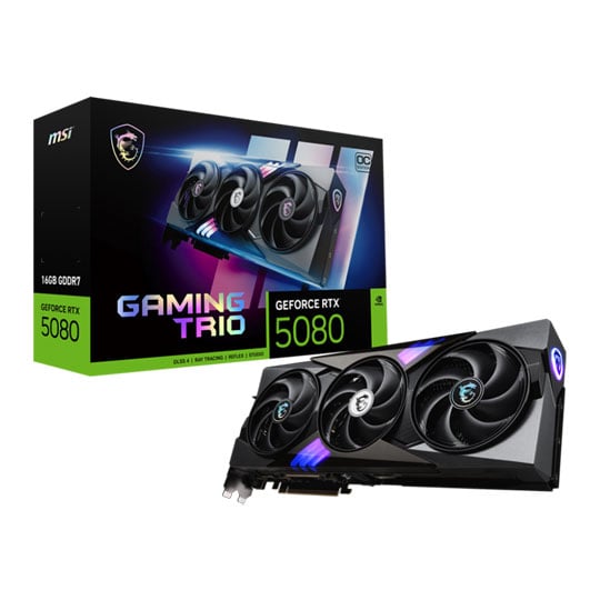 MSI NVIDIA GeForce RTX 5080 GAMING TRIO OC 16GB GDDR7 Ray-Tracing Graphics Card, DLSS 4, 10752 Core, 2700 MHz Boost