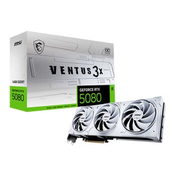 MSI NVIDIA GeForce RTX 5080 VENTUS 3X OC White 16GB GDDR7 Ray-Tracing Graphics Card, DLSS 4, 10752 Core, 2640MHz Boost