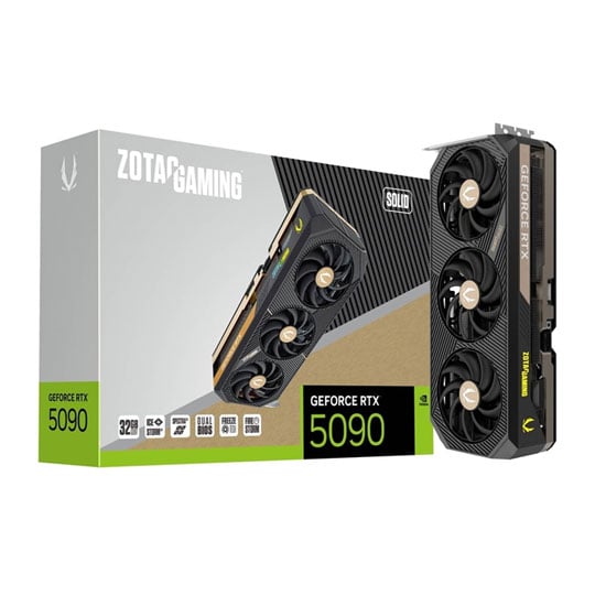 Zotac NVIDIA GeForce RTX 5090 SOLID 32GB GDDR7 Ray-Tracing Graphics Card, DLSS 4, 21760 Cores, 2407 MHz Boost