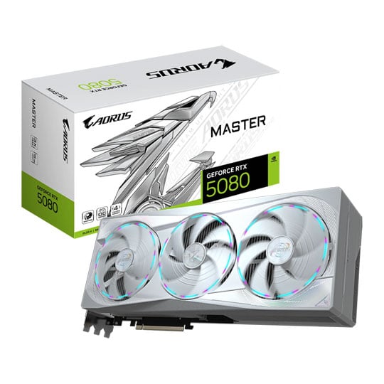 Gigabyte AORUS NVIDIA GeForce RTX 5080 MASTER ICE 16GB GDDR7 Graphics Card, DLSS 4, 10752 Cores, 2805 MHz Boost