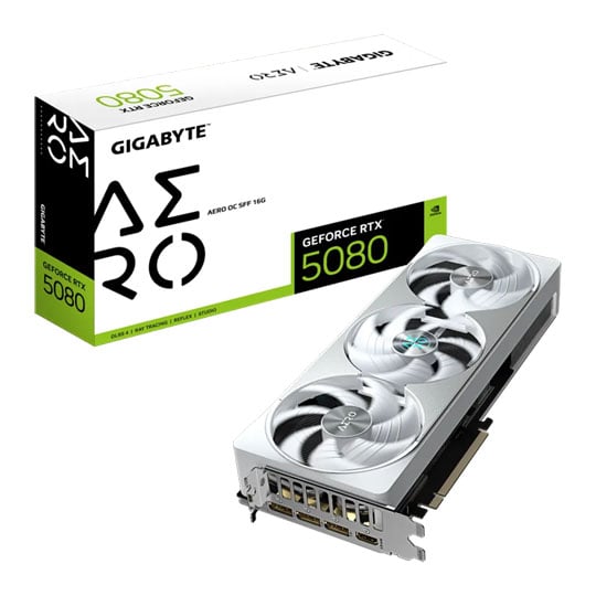 Gigabyte NVIDIA GeForce RTX 5080 AERO OC SFF 16GB GDDR7 Ray-Tracing Graphics Card, DLSS 4, 10752 Cores, 2730 MHz Clock