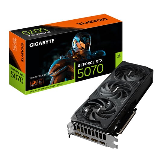 Gigabyte NVIDIA GeForce RTX 5070 WINDFORCE OC SFF 12GB GDDR7 Graphics Card, DLSS 4, 6144 Cores, 2542 MHz Boost