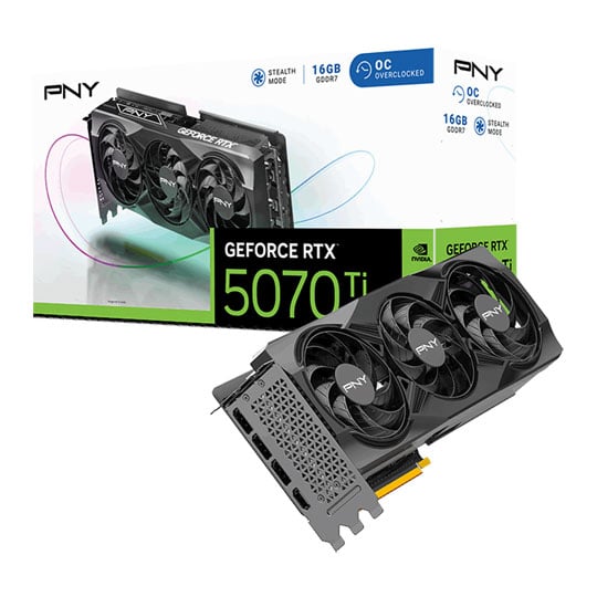 PNY NVIDIA GeForce RTX 5070 TI OC 16GB GDDR7 Ray-Tracing Graphics Card, DLSS 4, 8960 Cores, 2572 MHz Boost