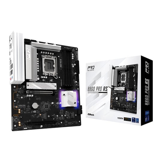 ASRock B860 Pro RS, Intel B860, LGA1851, DDR5, PCIe 5.0, 3x M.2, 2.5GbE, USB 3.2 Gen2x2, ATX