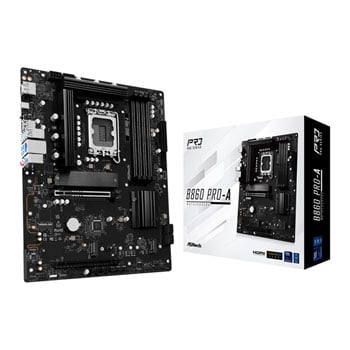 ASRock B860 Pro-A, Intel B860, LGA1851, DDR5, PCIe 5.0, 3x M.2, 2.5GbE, USB 3.2 Gen2x2, ATX