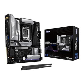 ASRock B860M LiveMixer WiFi, Intel B860, LGA1851, DDR5, PCIe 5.0, 3x M.2, 2.5GbE, Wi-Fi 6E, USB 3.2, TB4, mATX