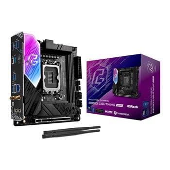 ASRock B860I Lightning WiFi, Intel B860, LGA1851, DDR5, PCIe 5.0, 2x M.2, 2.5GbE, Wi-Fi 6E, USB 3.2 Gen2, TB4, mITX