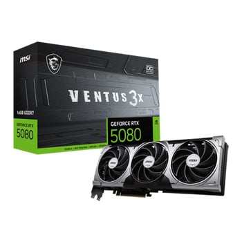 MSI NVIDIA GeForce RTX 5080 VENTUS 3X OC 16GB GDDR7 Ray-Tracing Graphics Card, DLSS 4, 10752 Core, 2640MHz Boost