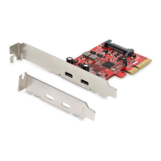 StarTech.com 2 Port StarTech.com USB PCIe Expansion Card, 10Gbps, ASMedia ASM3142 Controller, 2 x USB 3.2 Gen 2 Type-C, SATA Power