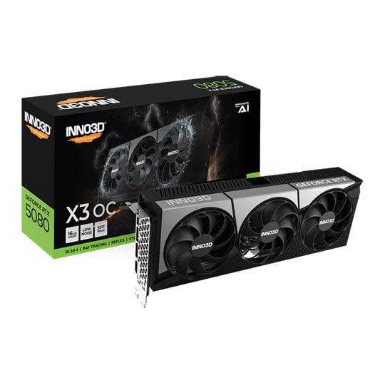 Innovision 3D INNO3D NVIDIA GeForce RTX 5080 X3 OC 16GB GDDR7 Ray-Tracing Graphics Card, DLSS 4, 10752 Core, 2640 MHz Boost