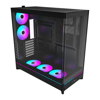 Montech HS02 PRO Mid Tower Dual Chamber Curved Glass Black Reversible Layout, 5x 120mm ARGB fans, USB3.0/USB-C, ATX/mATX