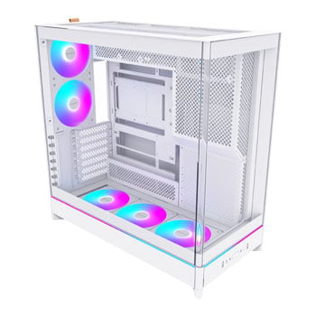 Montech HS02 PRO Mid Tower Dual Chamber Curved Glass White Reversible Layout, 5x 120mm ARGB fans, USB3.0/USB-C, ATX/mATX