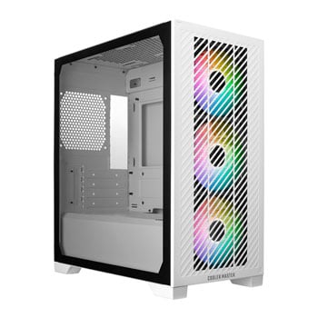 Cooler Master Elite 301, White, Mini Tower Chassis w/ Tempered Glass, 3x 120mm ARGB Fans, USB 3.2 Gen1 Type-C, mATX/mITX