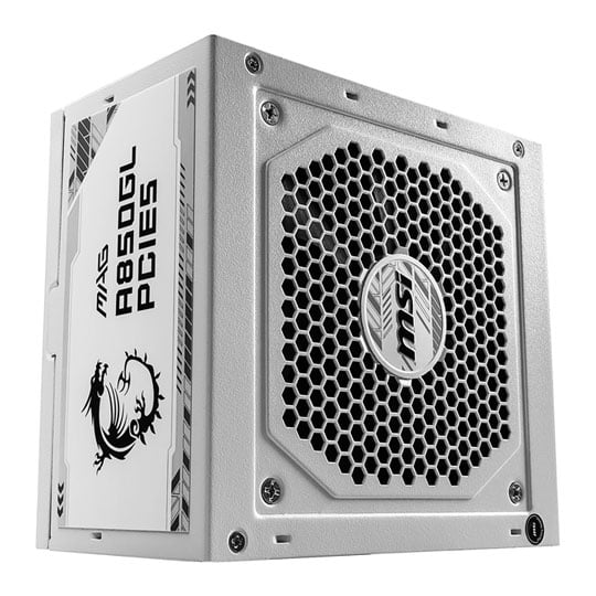 MSI 850W MSI MAG A850GL PCIE5 White, Fully Modular, 80PLUS Gold, Single Rail, PCIe 5.1, 70.5A, 120mm Fan, ATX 3.1 PSU