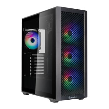 SilverStone FARA 515XR, Black, Mid Tower Chassis w/ Tempered Glass, 4x 120mm RGB Fans, 2 x USB 3.0, mITX/mATX/ATX