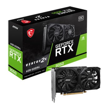 MSI NVIDIA GeForce RTX 3050 VENTUS 2X E OC 6GB GDDR6 Ray-Tracing Graphics Card, 2304 Core, 1492MHz Boost