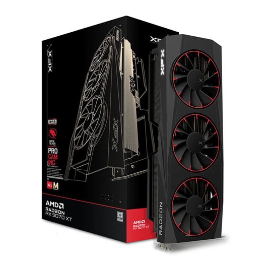 XFX Quicksilver Radeon RX 9070 XT Magnetic Air 16GB GDDR6 Graphics Card, Black, RDNA 4, 4096 Streams, 2970MHz Boost