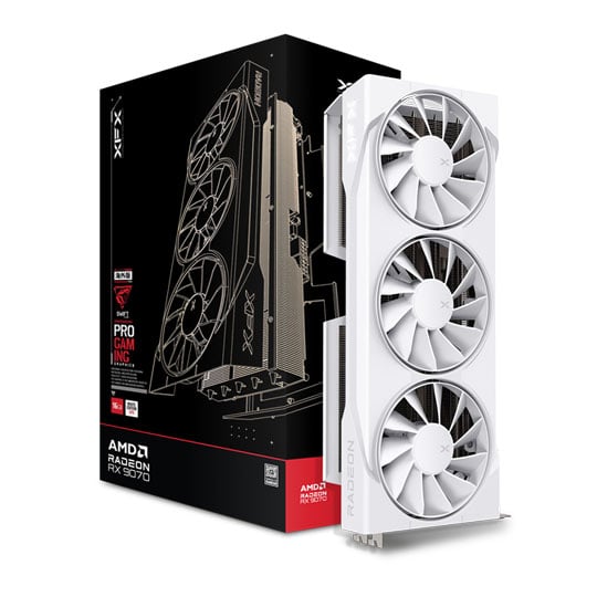 XFX Swift Radeon RX 9070 Triple Fan Gaming 16GB GDDR6 Graphics Card, White, RDNA 4, 3584 Streams, 2700MHz Boost