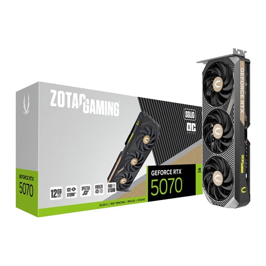 Zotac NVIDIA GeForce RTX 5070 SOLID OC 12GB GDDR7 Ray-Tracing Graphics Card, DLSS 4, 6144 Cores, 2542 MHz Boost