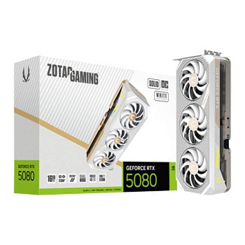 Zotac NVIDIA GeForce RTX 5080 SOLID OC WHITE 16GB GDDR7 Ray-Tracing Graphics Card, DLSS 4, 10752 Cores, 2640 MHz Boost
