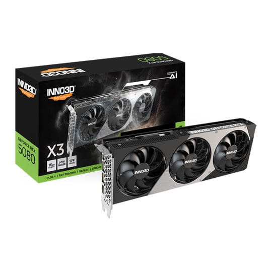 Innovision 3D INNO3D NVIDIA GeForce RTX 5080 X3 16GB GDDR7 Ray-Tracing Graphics Card, DLSS 4, 10752 Core, 2617 MHz Boost
