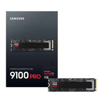 Samsung 1TB Samsung 9100 PRO, M.2 2280, PCIe 5.0 (x4), NVMe SSD, V-NAND TLC, 14700 MB/s Read, 13300 MB/s Write, 1850K/2600K IOPS