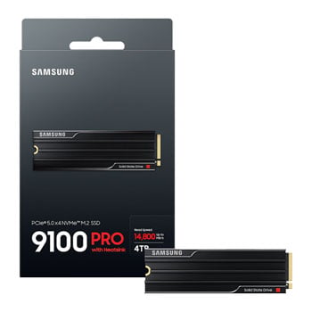Samsung 4TB Samsung 9100 PRO w/ Heatsink, M.2 2280, PCIe 5.0, NVMe SSD, V-NAND TLC, 14800 MB/s, 13400 MB/s, 2200K / 2600K IOPS