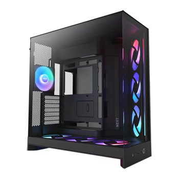 NZXT H9 Flow RGB+, Dual Chamber Mid Tower, Black, 6x 140mm RGB Core, Reverse Connection, E-ATX, mATX, mITX
