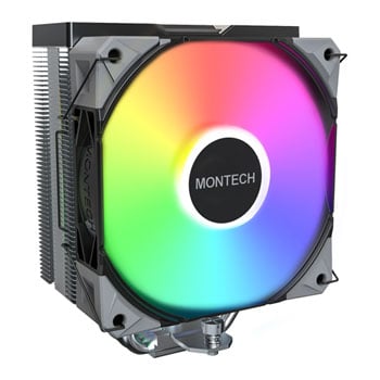 Montech NX400 ARGB CPU Cooler, Black, 4 Heatpipes, 1x120mm ARGB PWM Fan, upto 2000rpm, Aluminium Fins, Intel/AMD 105 TDP