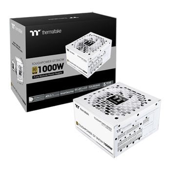 ThermalTake 1000W Thermaltake Toughpower GT, PCIE 5.1 Fully Modular, 80PLUS Gold, Single Rail, 83.3A, 120mm Fan, ATX3.1, Snow