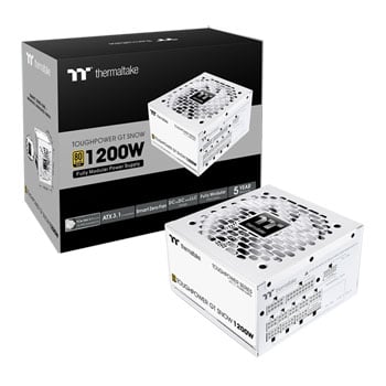 ThermalTake 1200W Thermaltake Toughpower GT, Fully Modular, 80PLUS Gold, Single Rail, 100A, 120mm Fan, ATX3.1, Snow