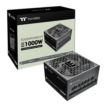 ThermalTake 1000W Thermaltake Toughpower PT, Black, Fully Modular, 80PLUS Platinum, Single Rail, 83.3A, 135mm Fan, ATX3.1