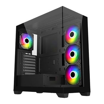 FSP M340, Mid Tower Chassis, Tempered Glass, 4x 120mm ARGB Fans, USB 3.0, Black, ATX / mATX / mITX